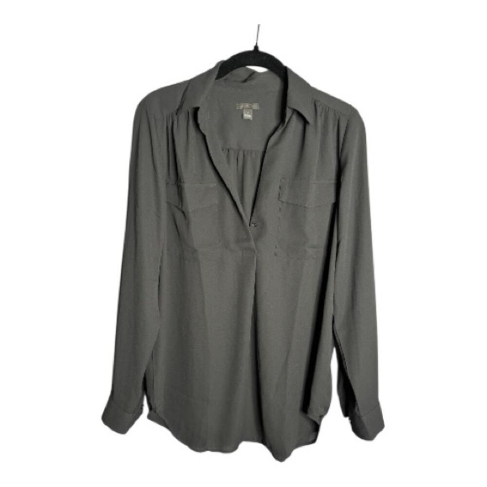 Ann Taylor Black Long Sleeve Tunic Blouse Small
